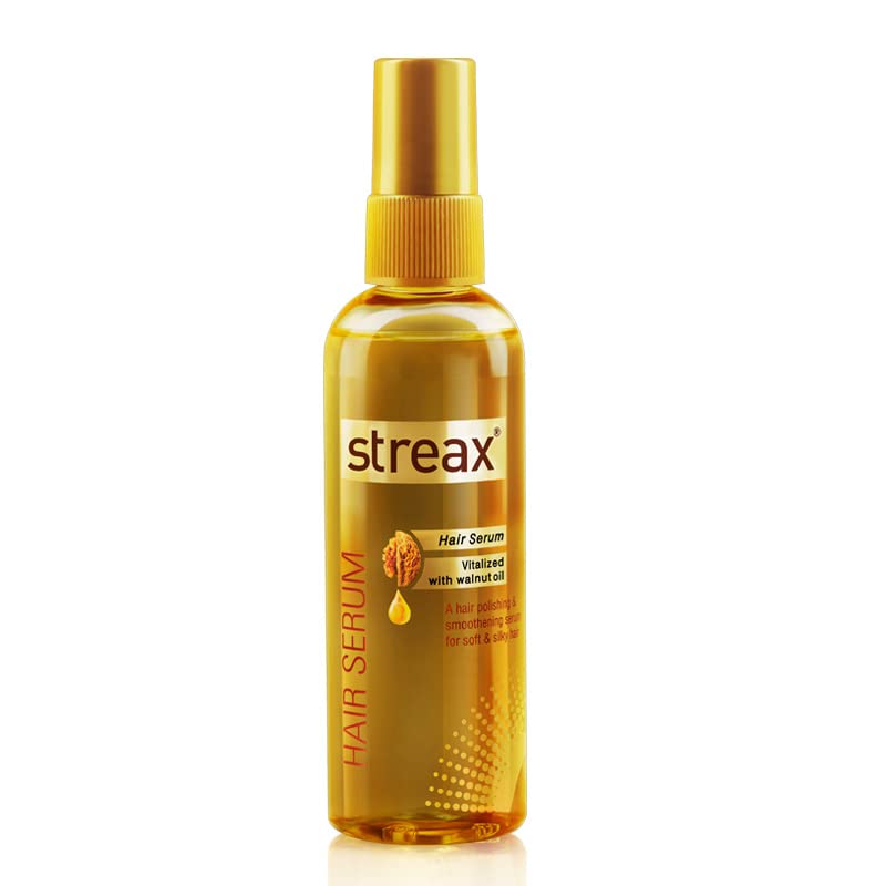 Close-up of Streax Hair Serum bottle